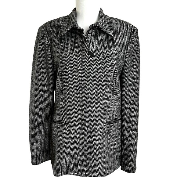 Ralph Lauren Wool Herringbone blazer Zip Front Blazer Jacket Size 12 old money - Picture 2 of 16